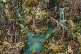 create a jaw dropping fantasy, board game, or dnd map illustration