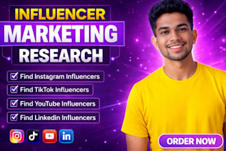 do influencer research and data entry for social media