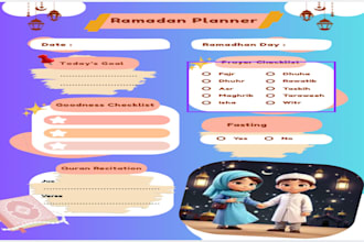 create 30 day ramadan digital editable planner
