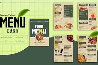 do attractive food menu, restaurant menu design