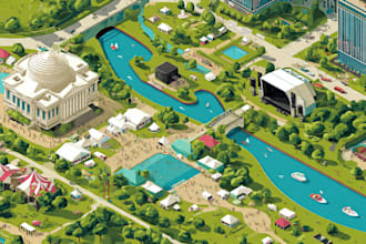 create a vector map illustration for events, festivals, and venues