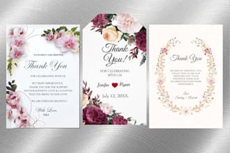 design elegant thankyou cards for wedding , birthday ,all events