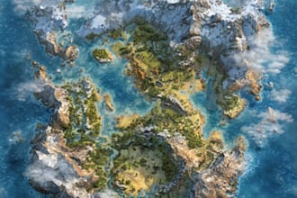 draw fantasy map illustration isometric map
