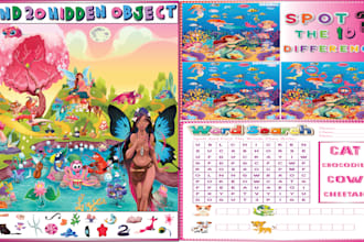 draw hidden object spot the difference kids worksheets activity book crosswords
