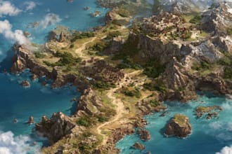 do fantasy map with parchment style for story