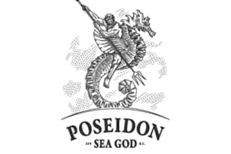 make a custom poseidon logo with a trident mascot