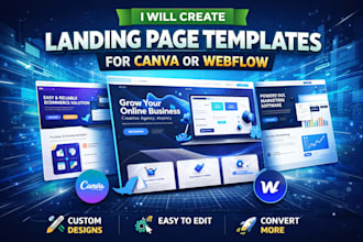 create landing page templates for canva or webflow