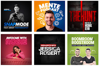 do a unique and professional podcast cover art podcast artwork or podcast logo