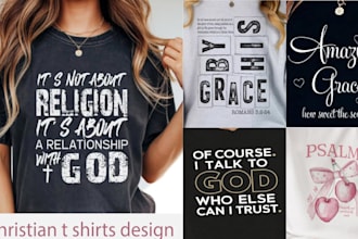 create typography, religious or christian church, bible verse t shirt design
