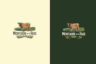 design agriculture farm lawn care landscape cattle logo