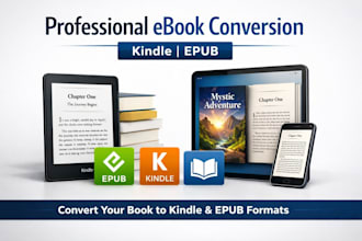 professionally convert your ebook for kindle, epub, and all ereaders