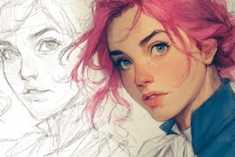 draw a custom character sketch or oc illustration