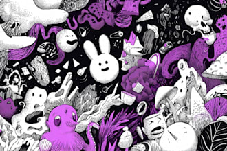 draw line art hand drawn doodle illustration, icons