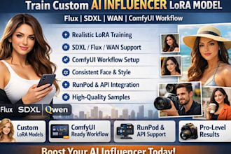 train realistic ai influencer lora model using flux, sdxl, wan, comfyui workflow