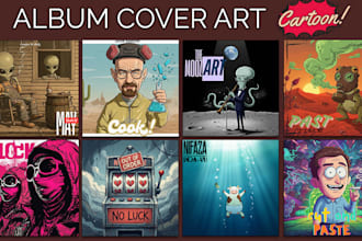 design anime or cartoon album cover art