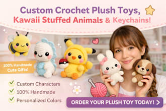 create custom crochet plush toys kawaii stuffed animals and keychains