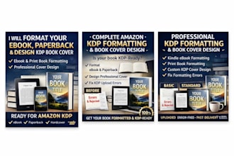 ebook formatting, document formatting, book cover design for amazon kdp