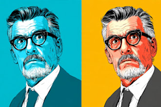 draw pop art illutration, portrait cartoon, pop art portrait