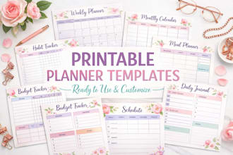 create printable planner, journal, checklist or tracker templates