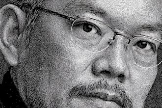 draw a hedcut wsj portrait style from photo