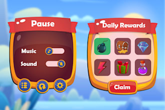 design stunning 2d game graphics and UI for unity