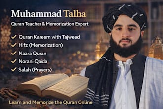 teach quran kareem, hifz, nazra, qaida and salah