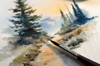 draw a watercolor landscape illustration