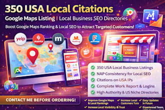 do 350 USA local citations google maps listing local business seo directories