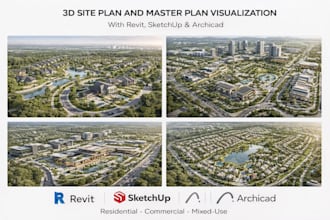 do 3d site plan and master plan visualization using revit, sketchup and archicad