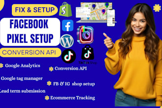 setup or fix meta facebook pixel shopify ig tiktok shop conversion API gtm ga4