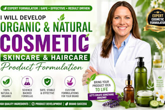 develop organic and natural cosmetic skincare, haircare product formulation