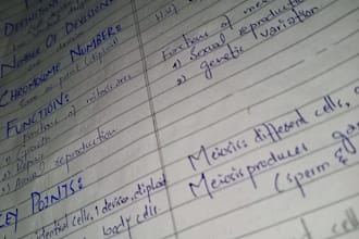 handwritten study notes and letters