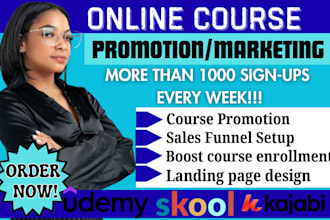 promote udemy online course and optimize kajabi website for maximum sales