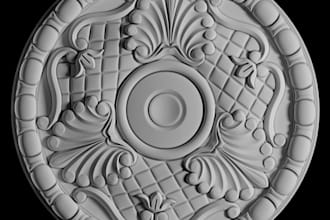 sculpt 3d architectural ornament design, floral pattern relief, zbrush model stl