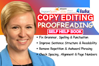 proofread and copyedit self help manuscript edit to fix grammar for kindle kdp