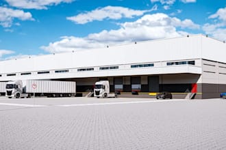 be your industrial retail development,cgi warehouse rendering,3d site exterior