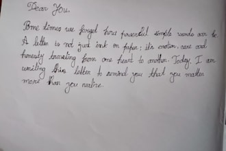 write a beautiful handwritten letter or note for you