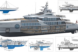 design boats and submersible underwater yachts with cad structural drawings