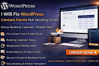 fix wordpress contact form not sending email setup booking calendar mobile menu