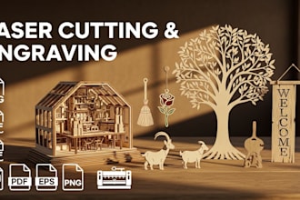 create 3d book nook laser cutting dxf file, cnc design, laser engraving, stencil