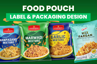 design custom coffee bag, food pouch, spice and seasoning label and packaging