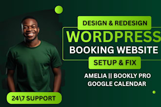 redesign wordpress elementor booking website and fix bookly pro issues or amelia