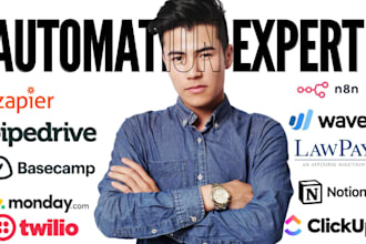zapier expert n8n clickup pipedrive lawpay notion wave twilio monday basecamp