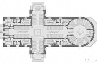 do 2d floor plan of religious building, church, shul, mosque, synagogue design