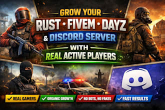 gaming server promotion, fivem, gta rp, rust, fivem server promotion for gorwth