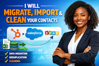 migrate, import and clean your contacts into hubspot, salesforce, zoho pipedrive