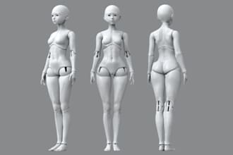 sculpt 3d doll, toy design, 3d bjd model, articulated ball joint doll