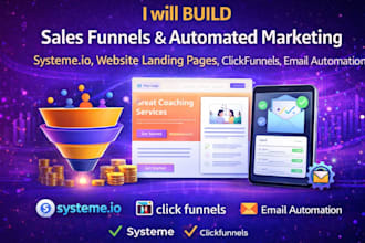build sales funnel systeme io website landing page  clickfunnel email automation