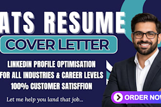 write in 12 hrs, professional ats resume writing cover letter, linkedin, tech CV