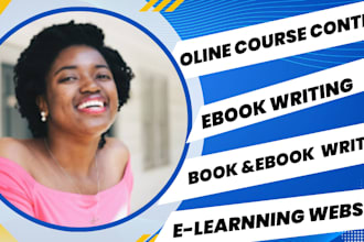 create online course content, ebook writing, course website script to video